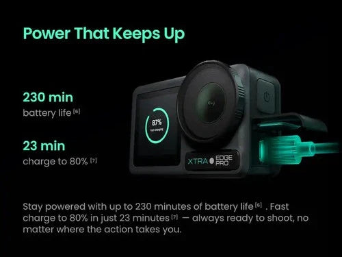 Xtra Edge Pro Action Camera,4K Vlogging Camera Waterproof,Night View,1/1.3''Sens